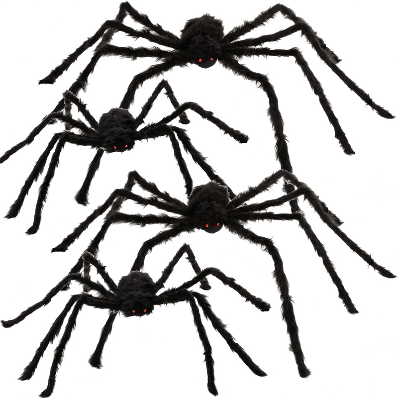 4 Pack Halloween Realistic Hairy Spiders
