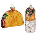 Christmas Glass Blown Ornament Taco and Burrito Set