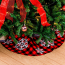 36in Red and Black Plaid Tree Skirt with Snowflake