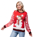 Adult Snowman Ugly Sweater with Light Bulbs