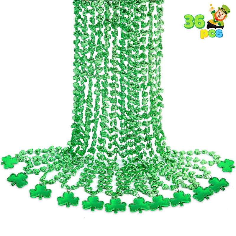 36Pcs Shamrock Green Beaded Necklaces