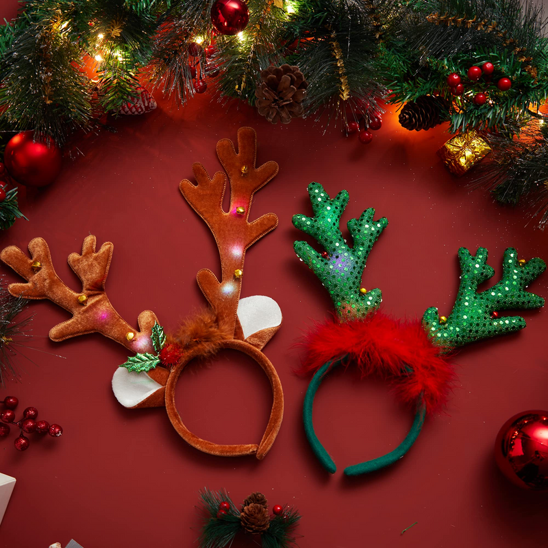 Light Up Reindeer Headband green 2 Pcs Joyin