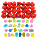 28Pcs Glitter Squishy Toys Filled Hearts Set with Valentines Day Cards for Kids-Classroom Exchange Gifts