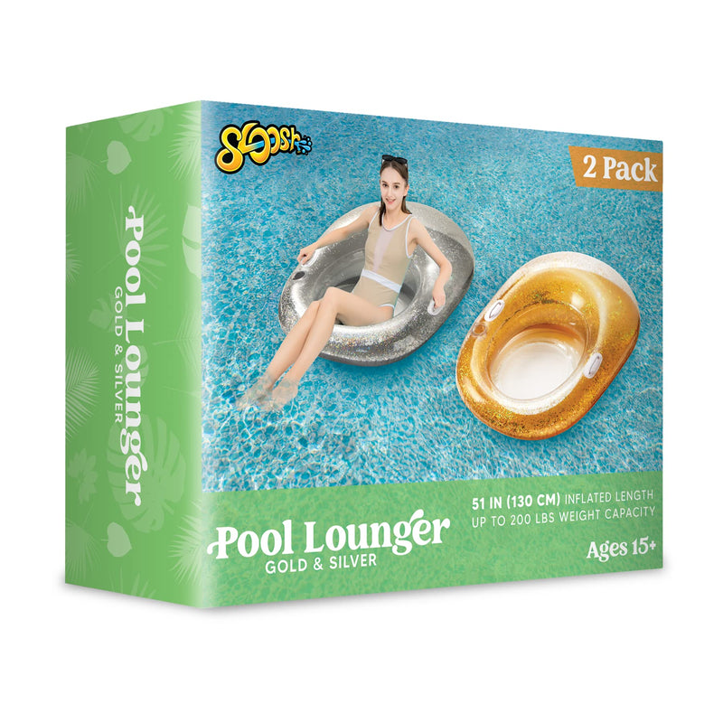 SLOOSH - Glittering Inflatable Pool Lounger, 2 Pack