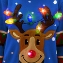 Adult Reindeer Ugly Blue Sweater with Light Bulbs