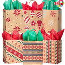 7.25in Kraft Holiday Gift Bags, 24 Pack
