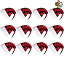 Red Plaid Santa Hat, 12 Packs
