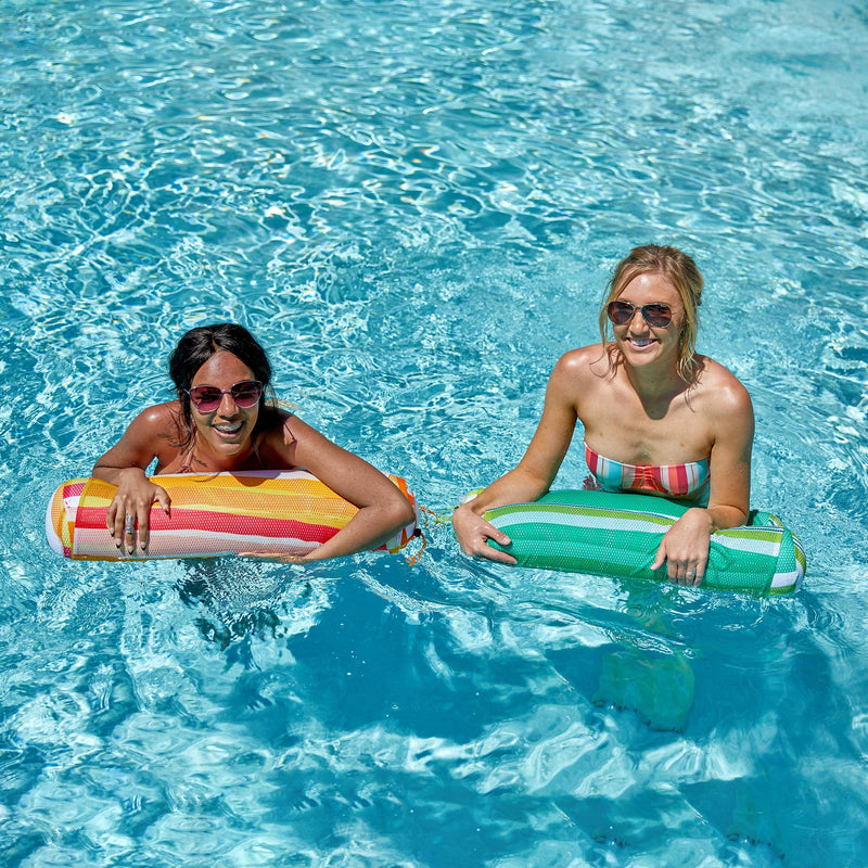 SLOOSH - 2 Sets Inflatable Hammock Swimming Pool Float Premium (Green & Orange)