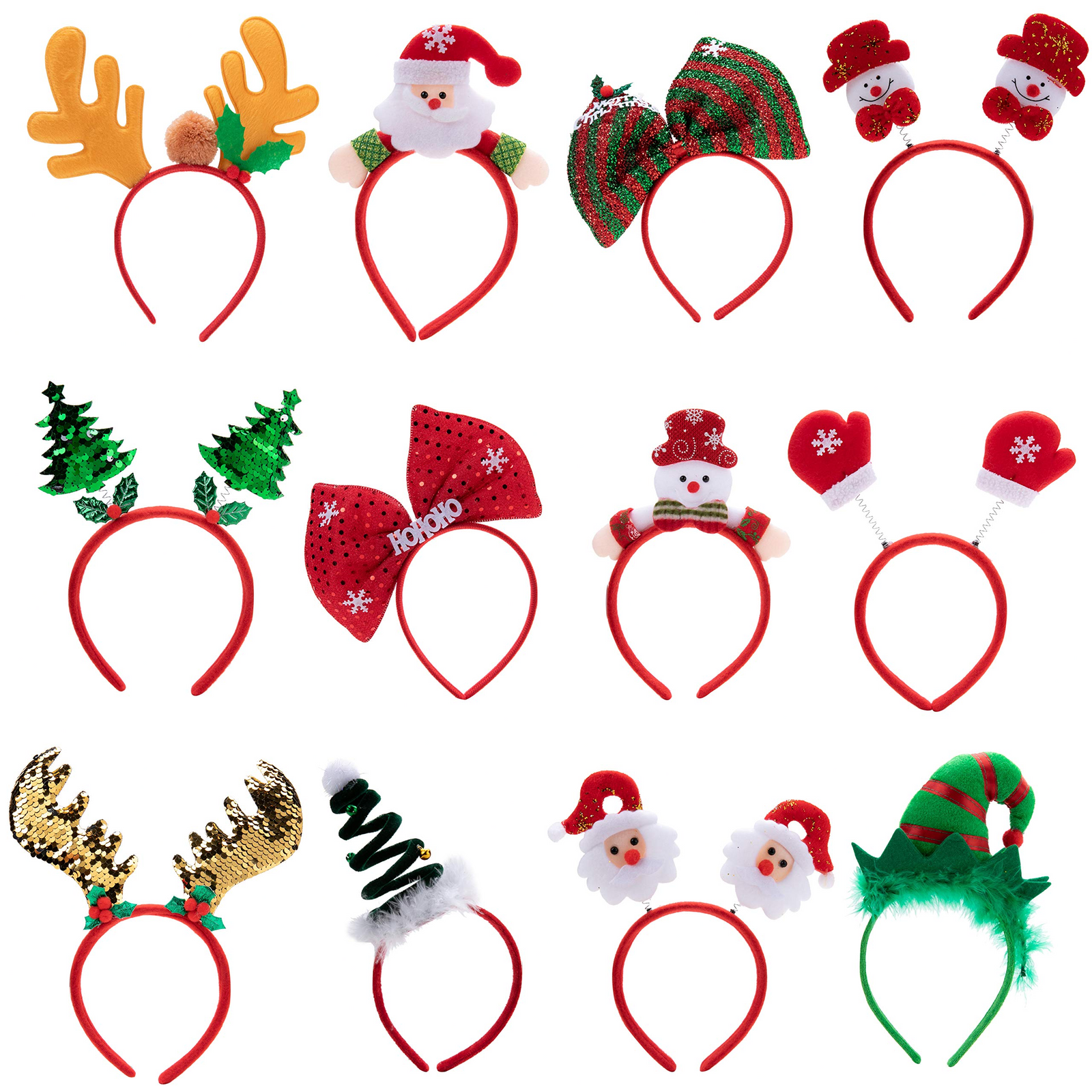 Christmas Headbands With 3d Hat Designs, 4 Pcs