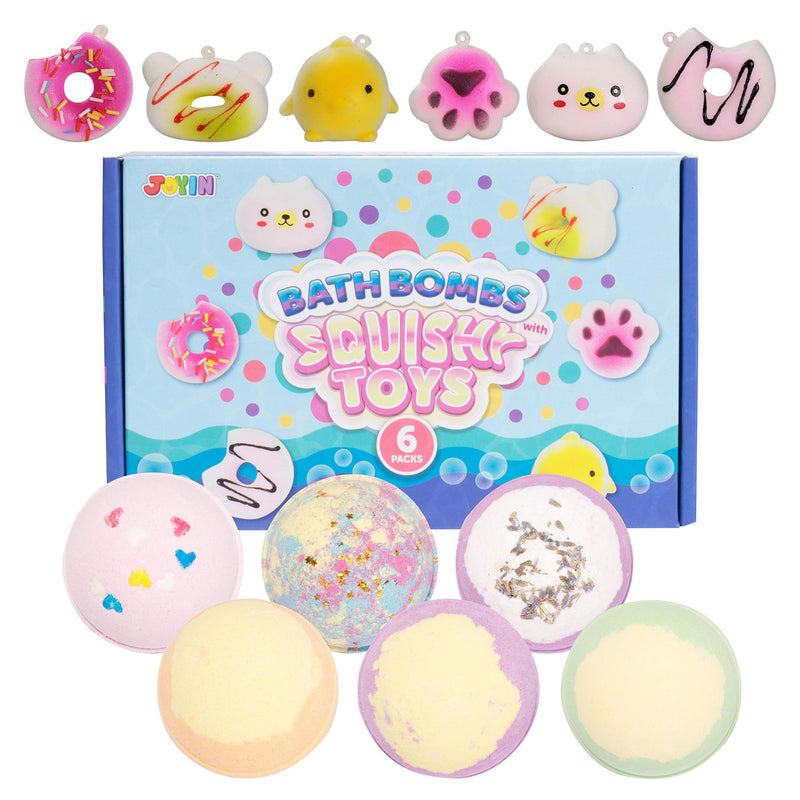 6 Piece, Bath Bombs with Squishy Toys