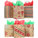 7.25in Kraft Holiday Gift Bags, 24 Pack