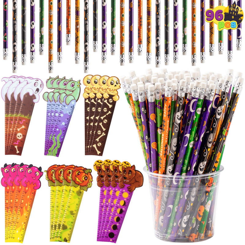 JOYIN | Halloween Pencil and Ruler Set 96 Pcs
