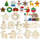 48 Pack Wooden Ornaments Craft Kit