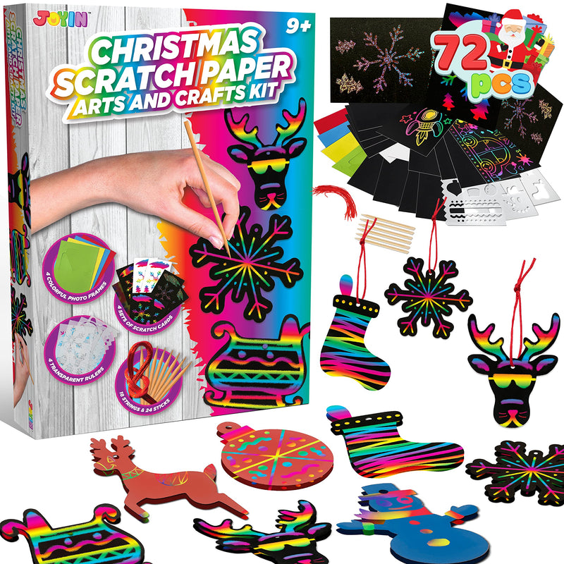 72 Piece Christmas Scratch Paper and Crafts Kit