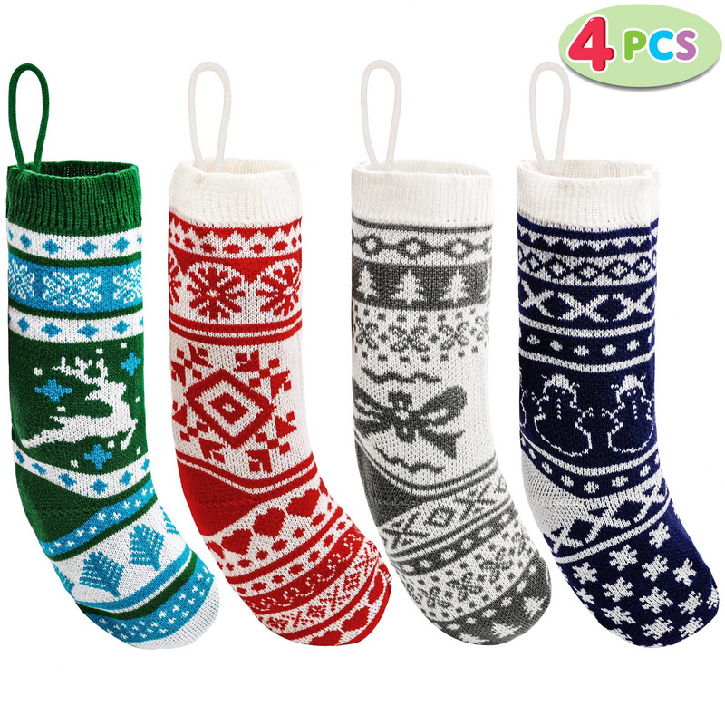 14 Pcs 18" Knit Christmas Stockings (Multicolor)