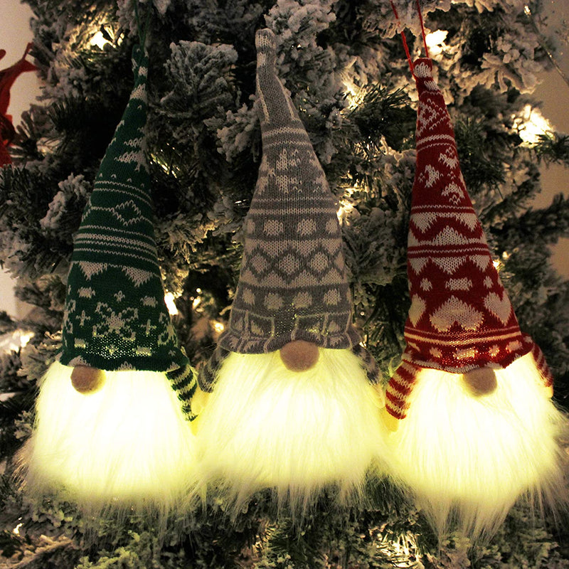 12in LED Christmas Gnome Ornaments , 3 Pcs
