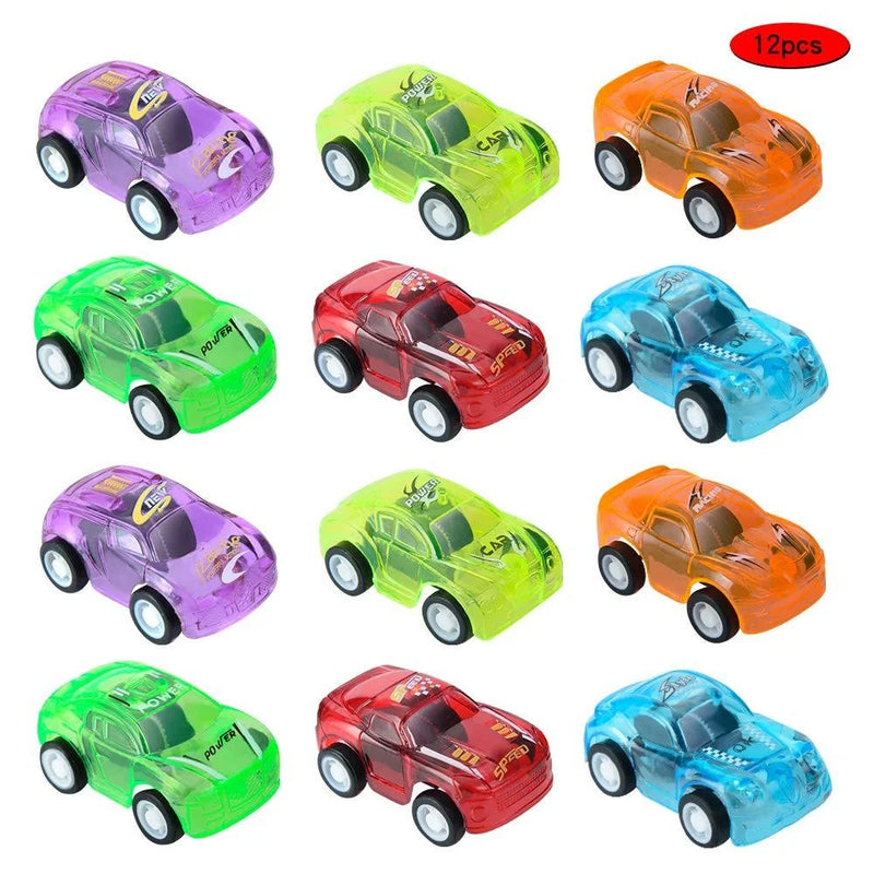 12Pcs Translucent Pull Back Cars Prefilled Eggs 2.25in